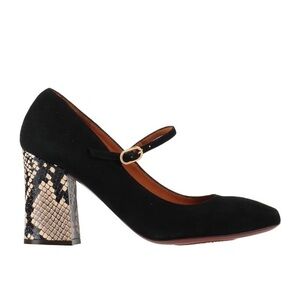 new Chie Mihara ‘Vache’ Velour Mary Jane Block Heel Pumps in Black, size 10